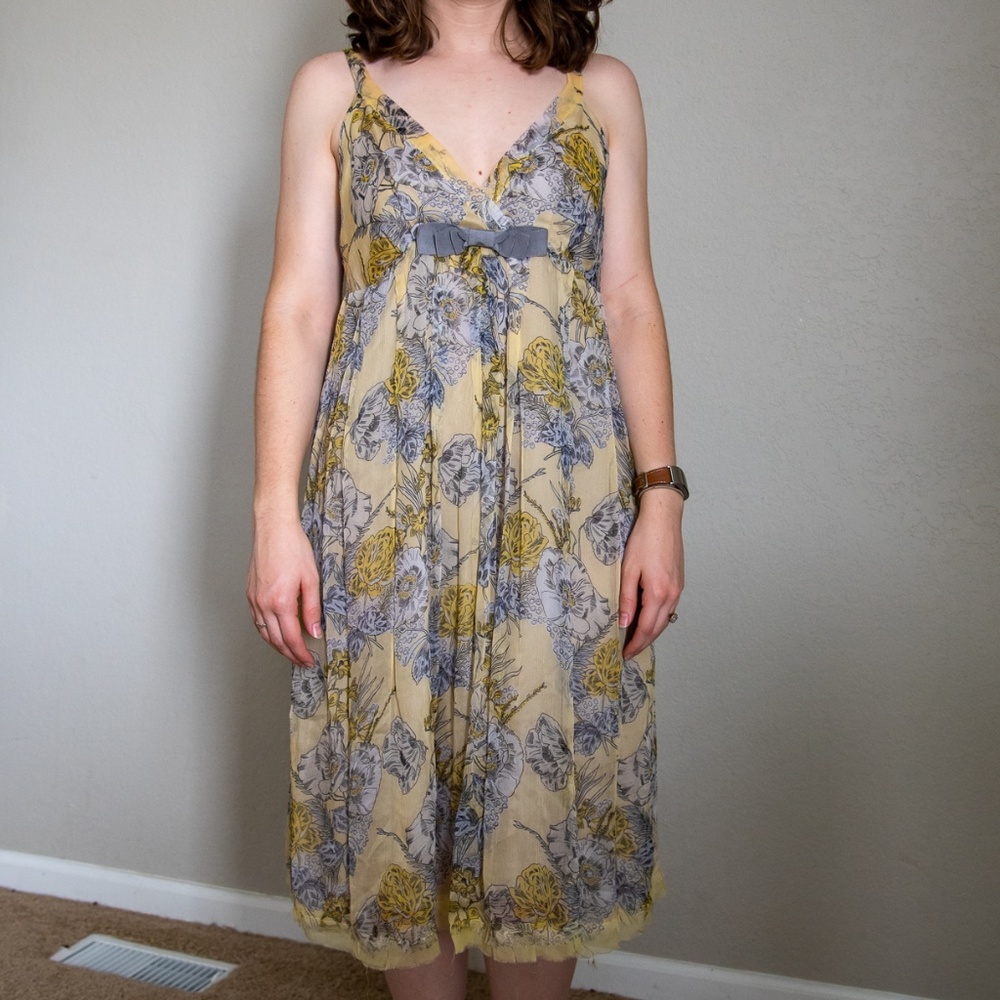 Johnny Was For Love and Liberty Yellow Silk Dress